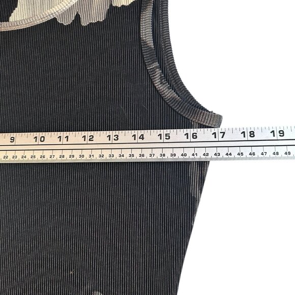 Vintage 90s Tess Pleated Floral Dress Black Ribbed Sheath Made In Korea Small - Picture 5 of 9